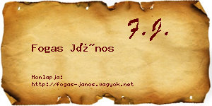 Fogas János névjegykártya